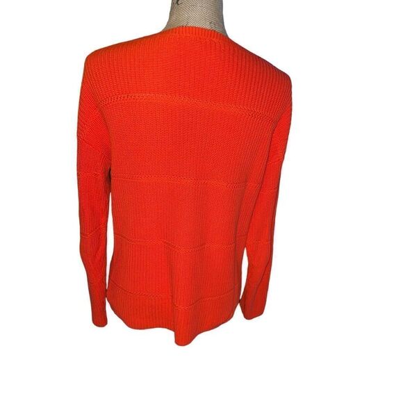 Talbots‎ Womens Chunky Cable Knit Cardigan Size Small Orange Pullover Boat Neck - Picture 3 of 6